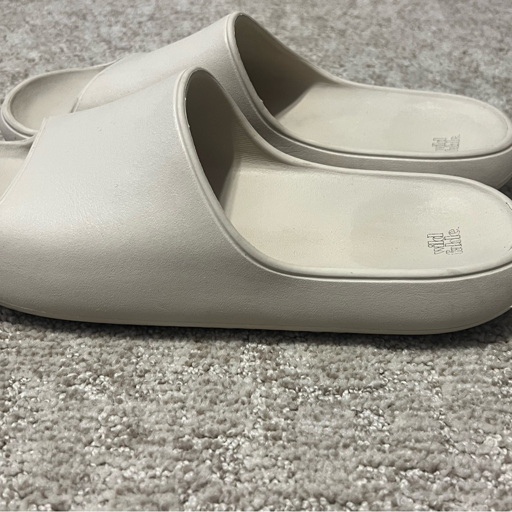 Cream Slide Sandals - Picture 4 of 6